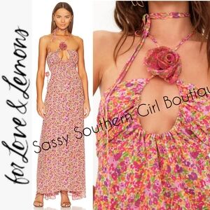 ⭐🆕For Love and Lemons floral halter maxi dress